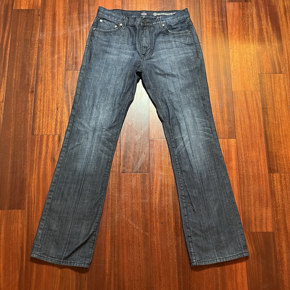 Moonshine Spirit Jeans 33x34 Dark Wash Fade Whiskering Boot Cut Brad Paisley